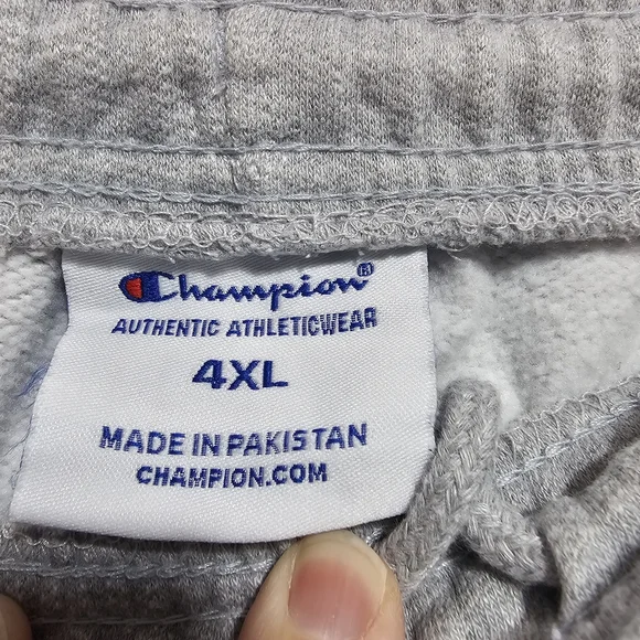 CHAMPION BIG MAN Gray Powerblend Joggers Script LOGO Pockets Size 4XL Cotton. - Picture 7 of 10